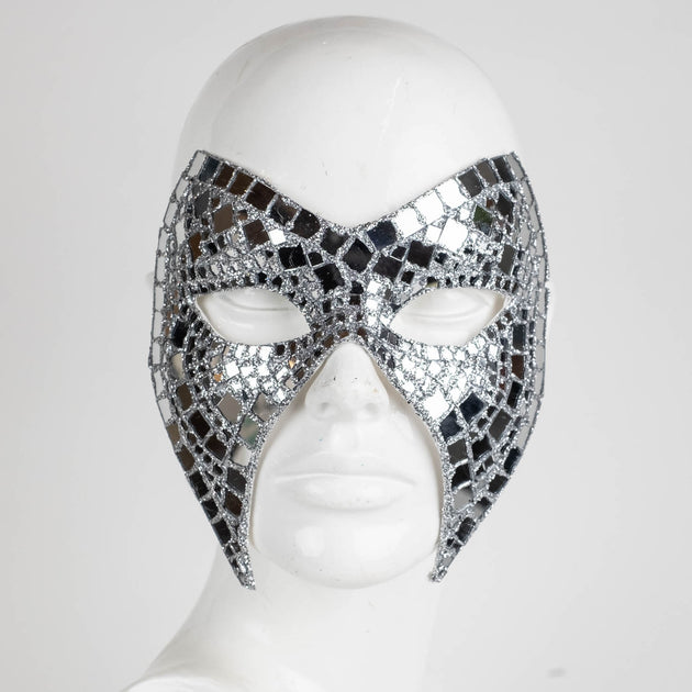 Disco Ball Sphere Masquerade Silver Mirror Mask _O22 - by ETERESHOP